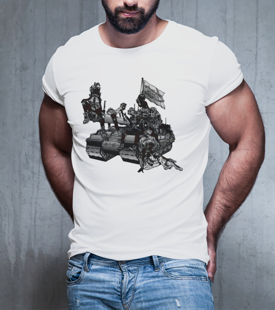 Gods Battalion Cloud White Ebony Battalion Tank With Warriors And Flag T-Shirt