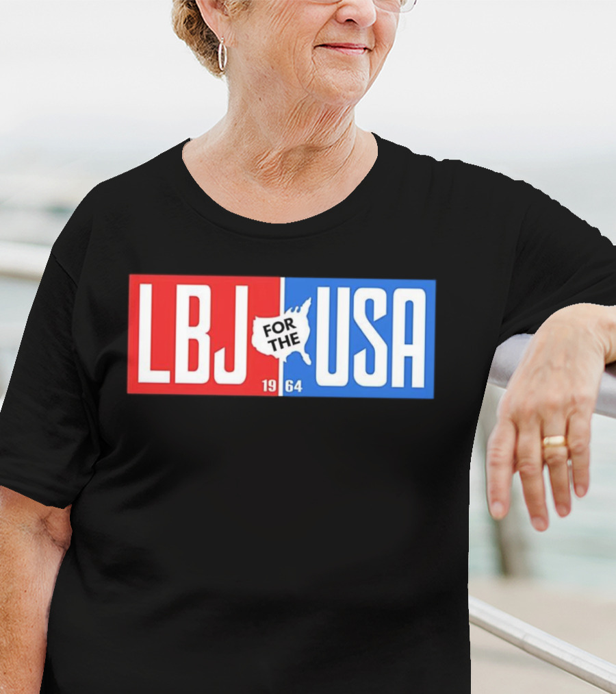 LBJ For The USA 1964 Vintage Political Campaign Red White Blue USA Map T-Shirt