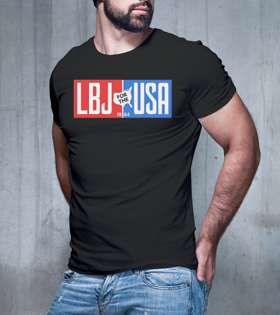 LBJ For The USA 1964 Vintage Political Campaign Red White Blue USA Map T-Shirt
