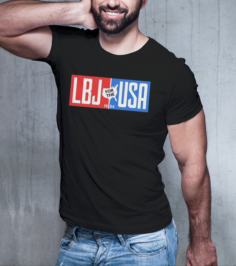 LBJ For The USA 1964 Vintage Political Campaign Red White Blue USA Map T-Shirt