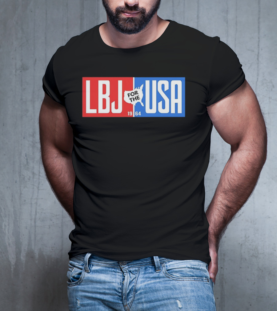 LBJ For The USA 1964 Vintage Political Campaign Red White Blue USA Map T-Shirt