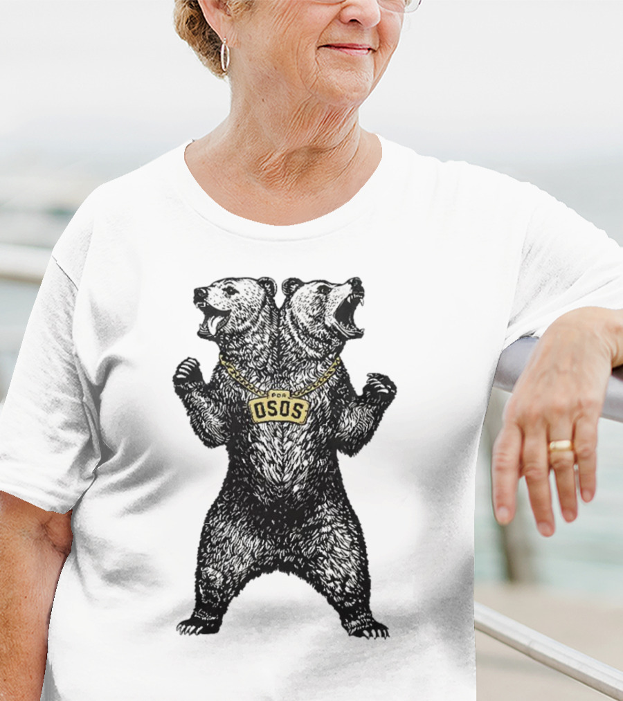 Double Osos Natural Bear Fierce Dual-Headed Roaring Emblem T-Shirt