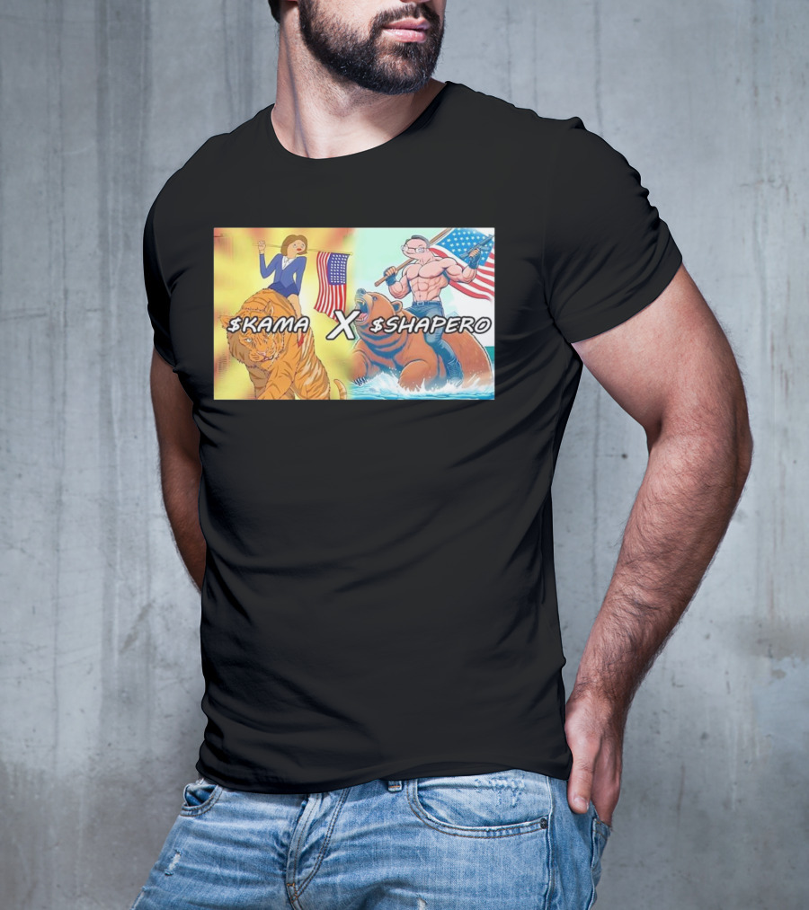Kama X Shapero USA Cartoon Tiger Bear Flag Showdown T-Shirt