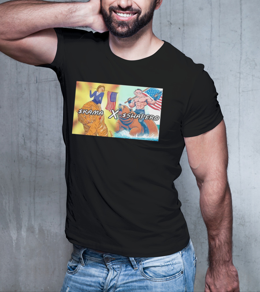 Kama X Shapero USA Cartoon Tiger Bear Flag Showdown T-Shirt