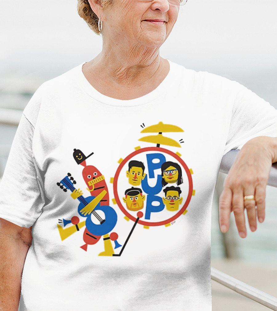 Band Of Wiener Pup Drum Faces And Guitar Character T-Shirt