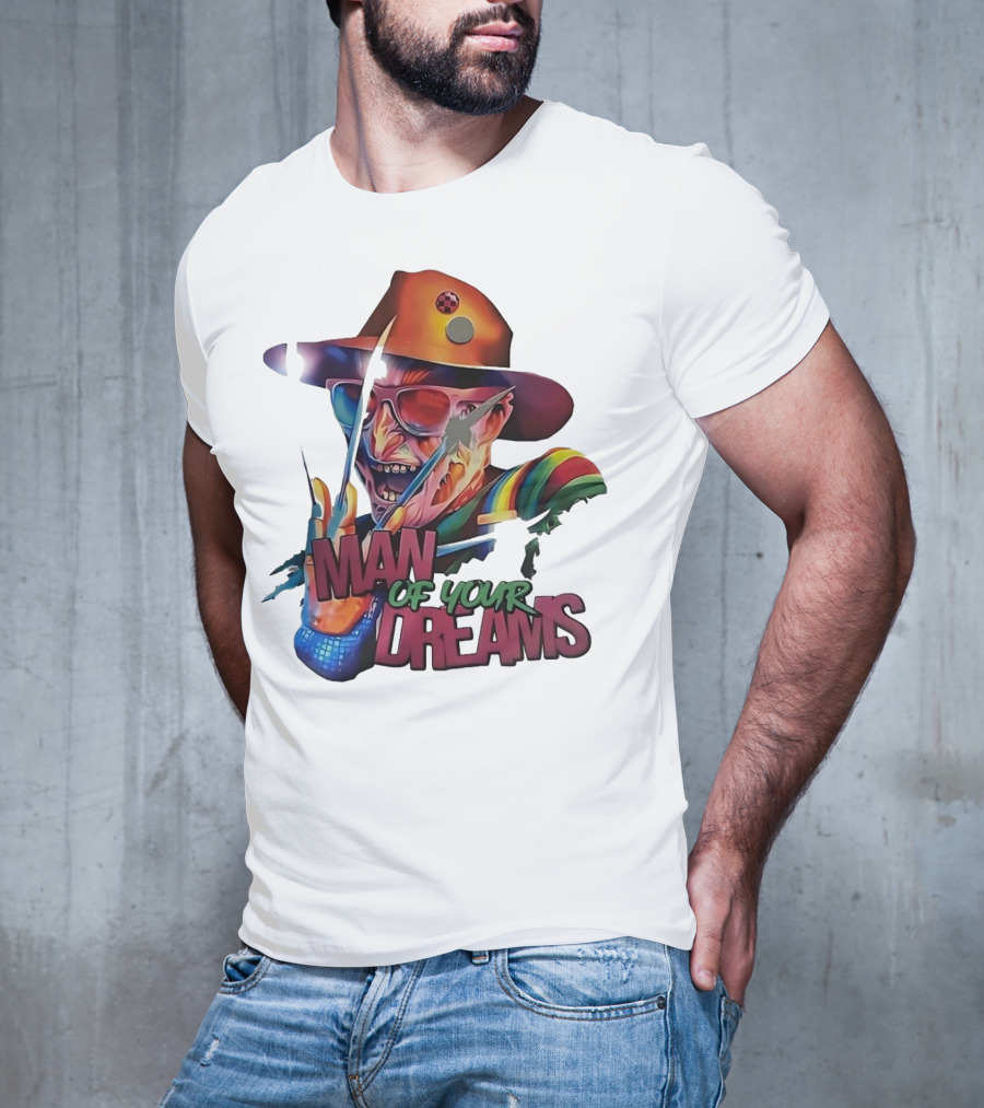 Freddy Krueger Rainbow Hat Sunglasses Claw Man Of Your Dreams T-Shirt