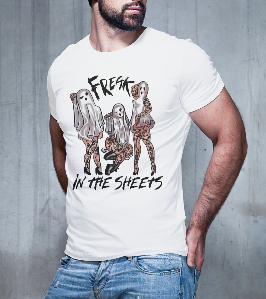 Ghosts Freak In The Sheets Tattooed Spooky T-Shirt