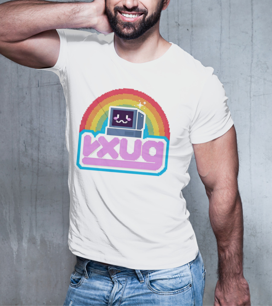 Rainbow Vxug Pixel Art Retro Computer T-Shirt