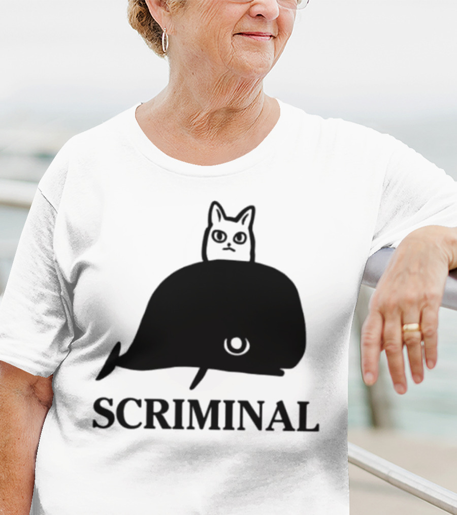 Scriminal Cat On Whale T-Shirt