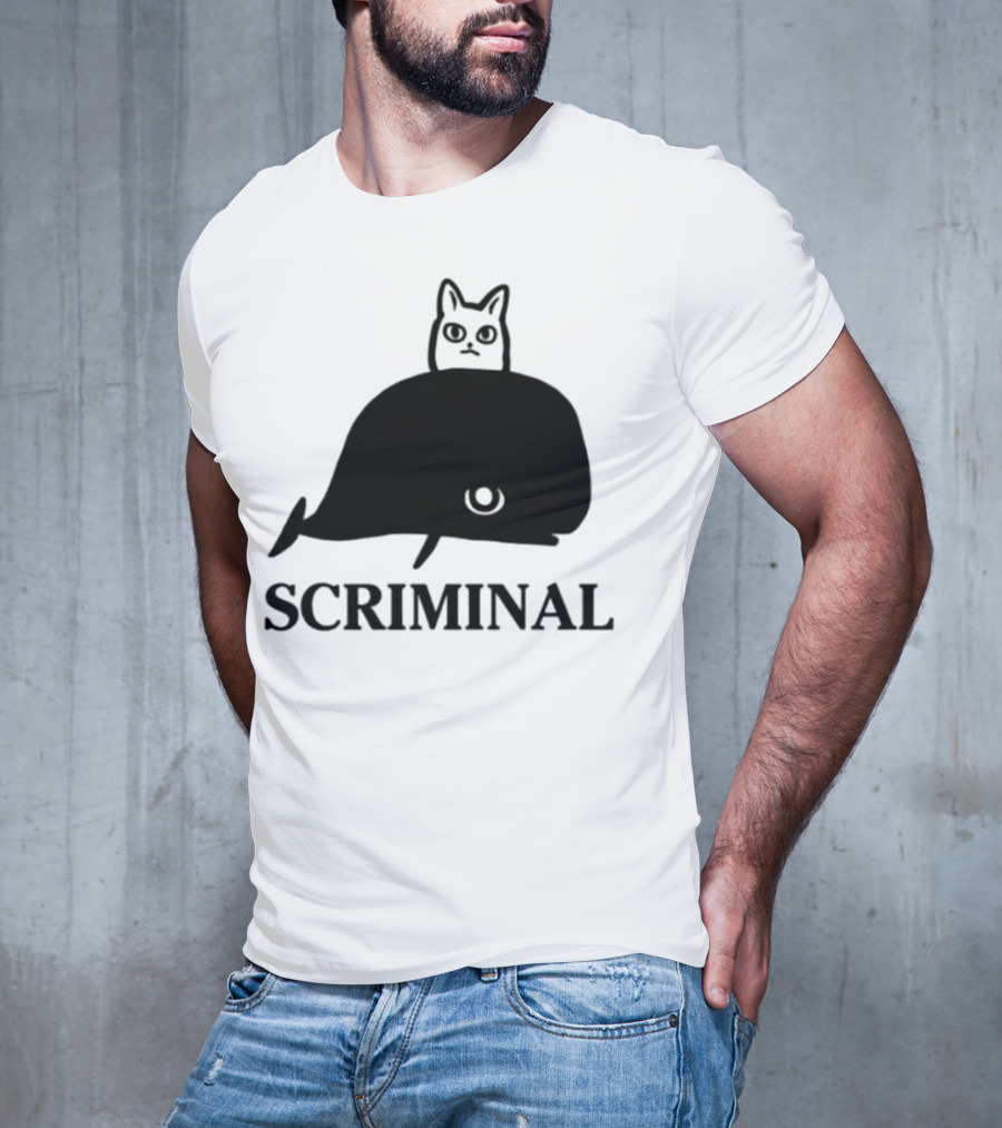 Scriminal Cat On Whale T-Shirt