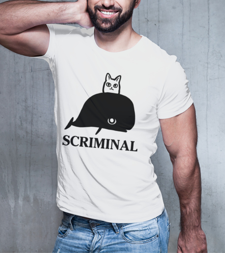 Scriminal Cat On Whale T-Shirt