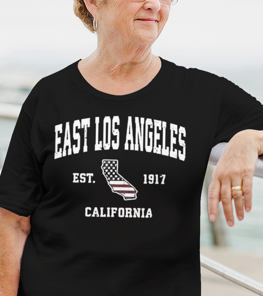 East Los Angeles California Est 1917 United States Flag Map T-Shirt