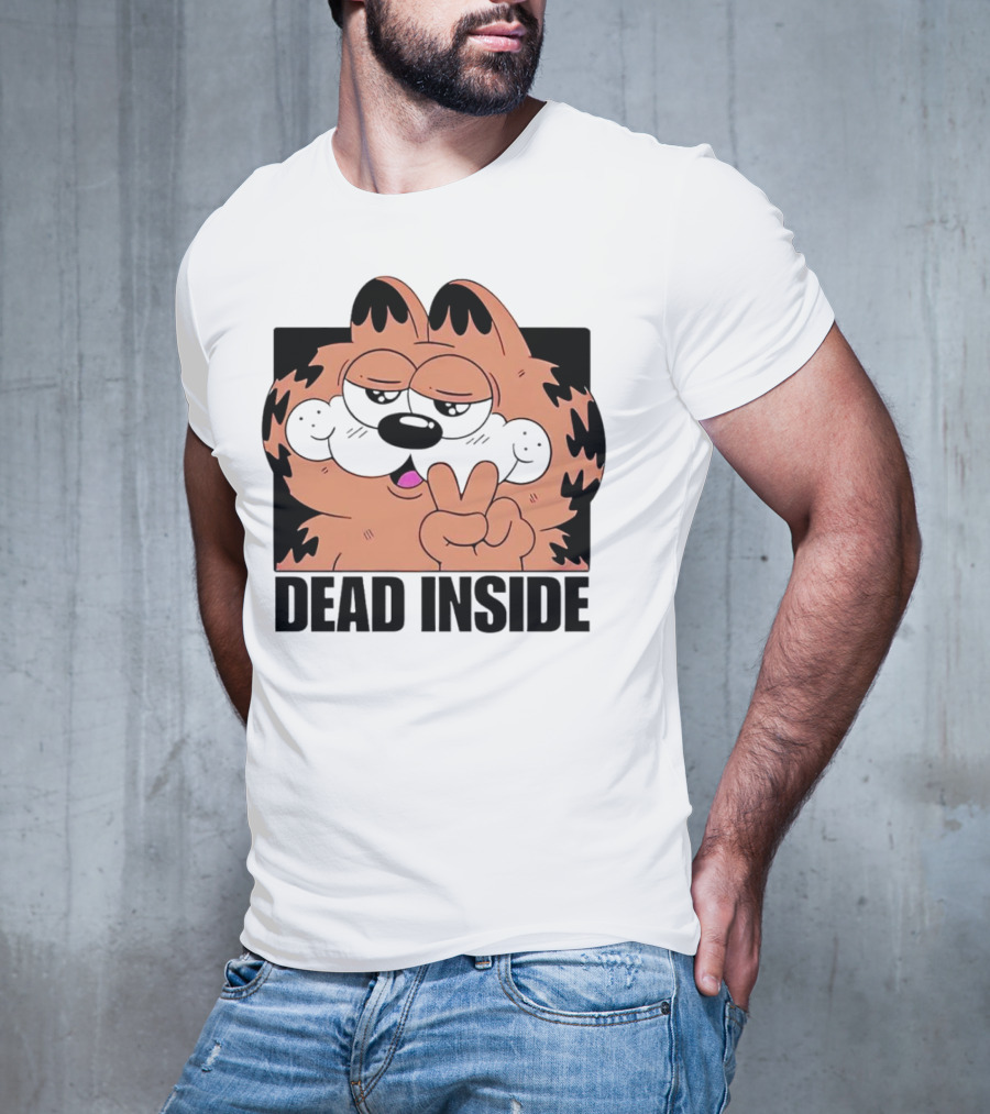 Garfield Dead Inside Peace Sign Iconic Meme T-Shirt