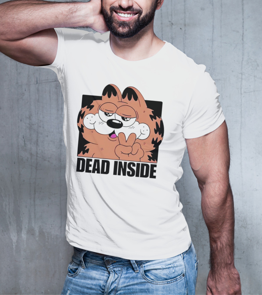 Garfield Dead Inside Peace Sign Iconic Meme T-Shirt