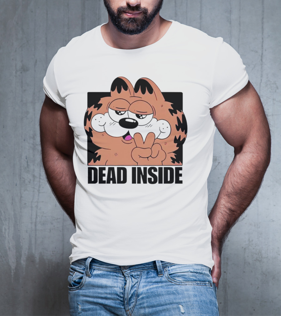Garfield Dead Inside Peace Sign Iconic Meme T-Shirt