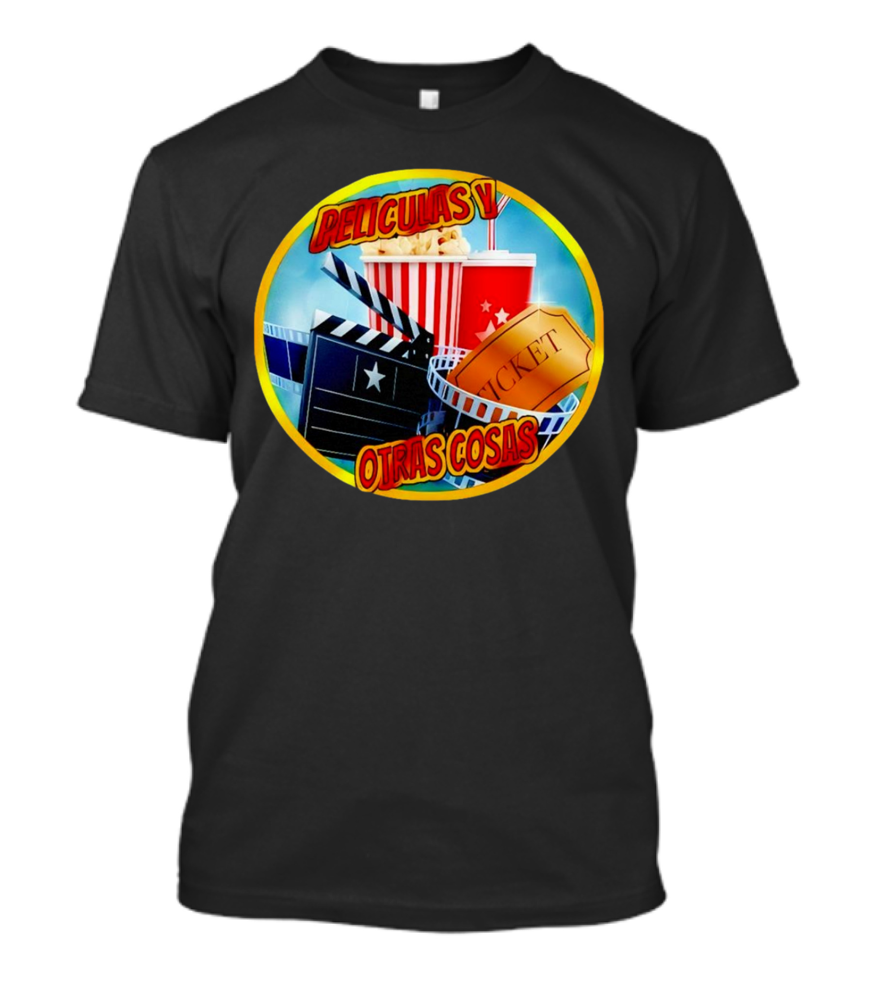 Peliculas Y Otras Cosas Con Claqueta, Palomitas, Ticket, Refresco Y Cine T-Shirt