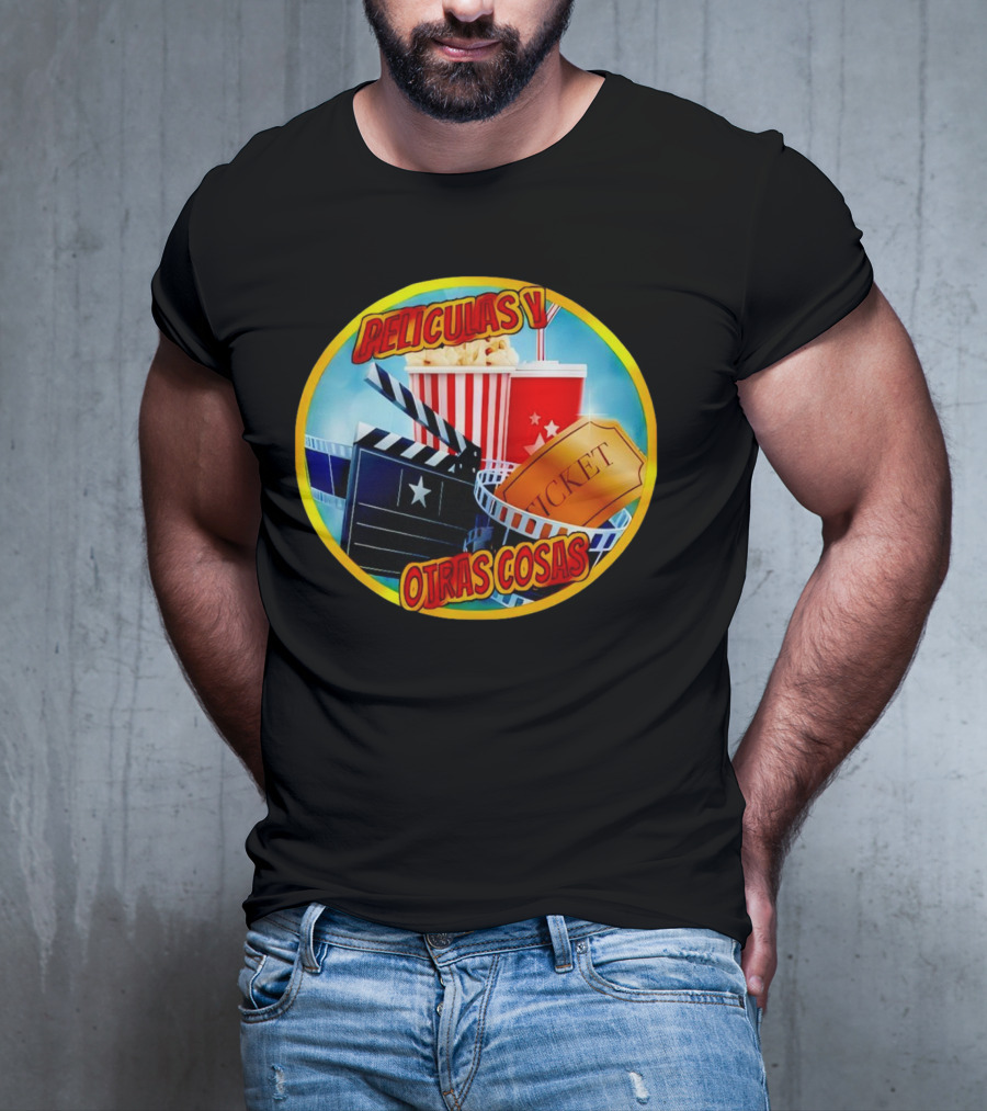 Peliculas Y Otras Cosas Con Claqueta, Palomitas, Ticket, Refresco Y Cine T-Shirt