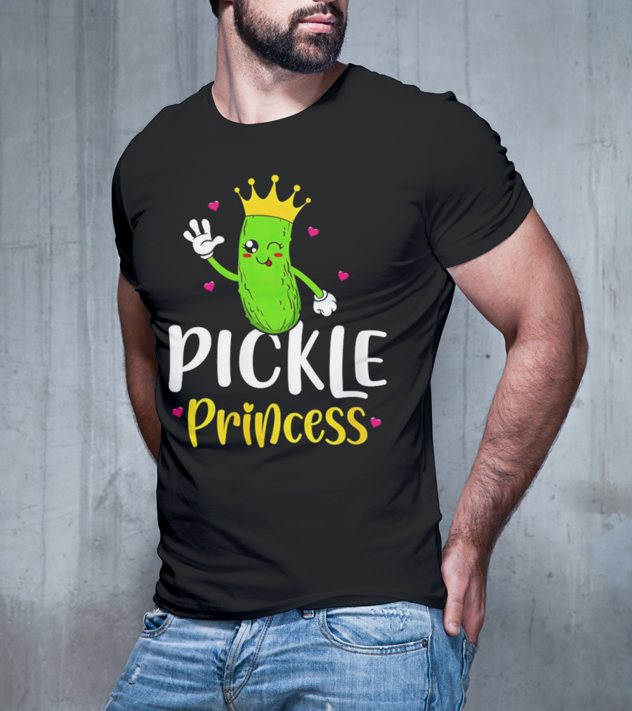 Pickle Princess Cute Crowned Character With Hearts T-Shirt