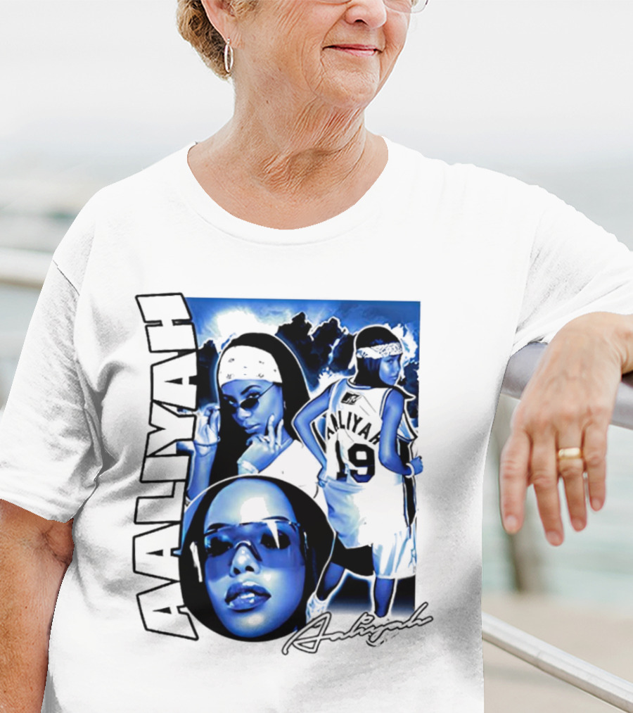 Aaliyah Vintage Rap Aaliyah 90s Style University Blue Jordan T-Shirt