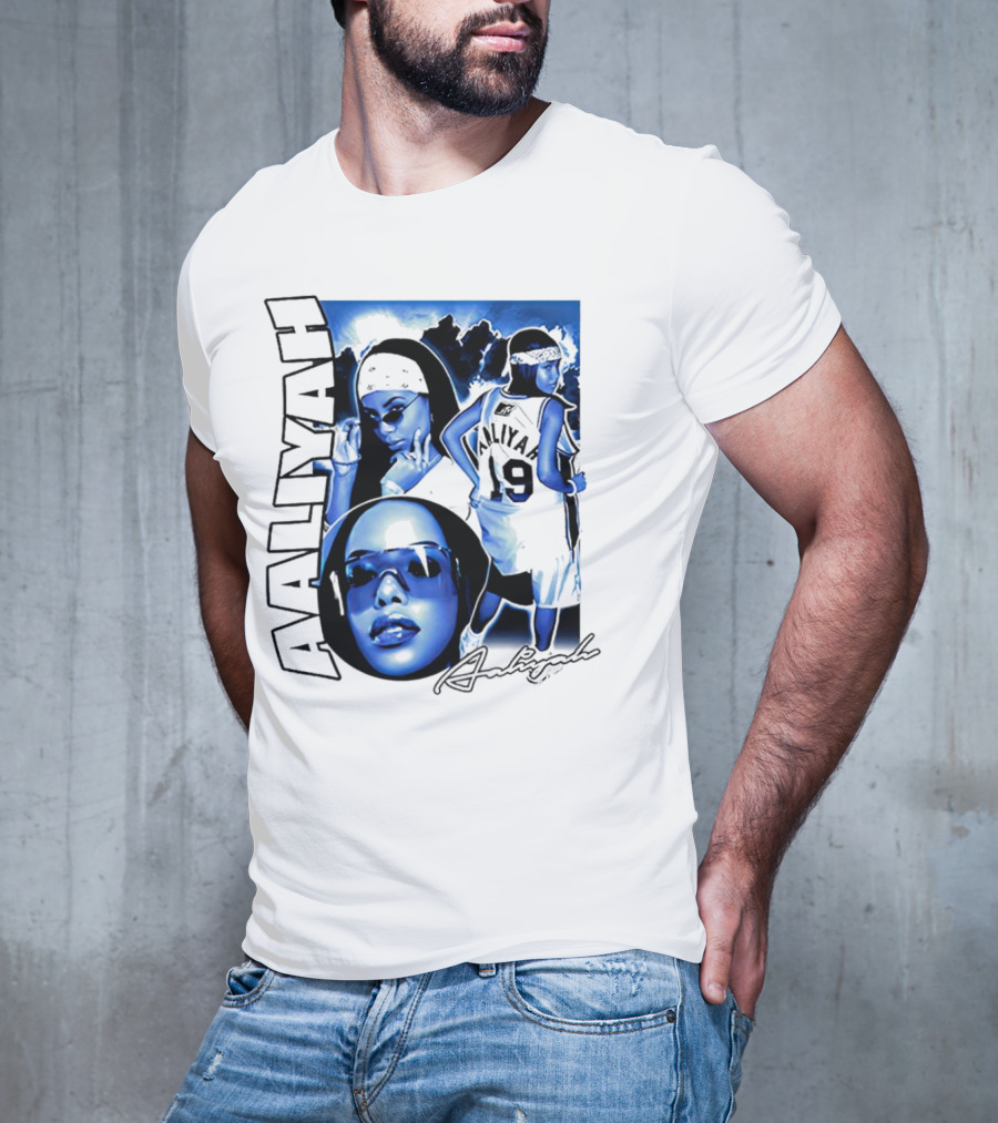 Aaliyah Vintage Rap Aaliyah 90s Style University Blue Jordan T-Shirt