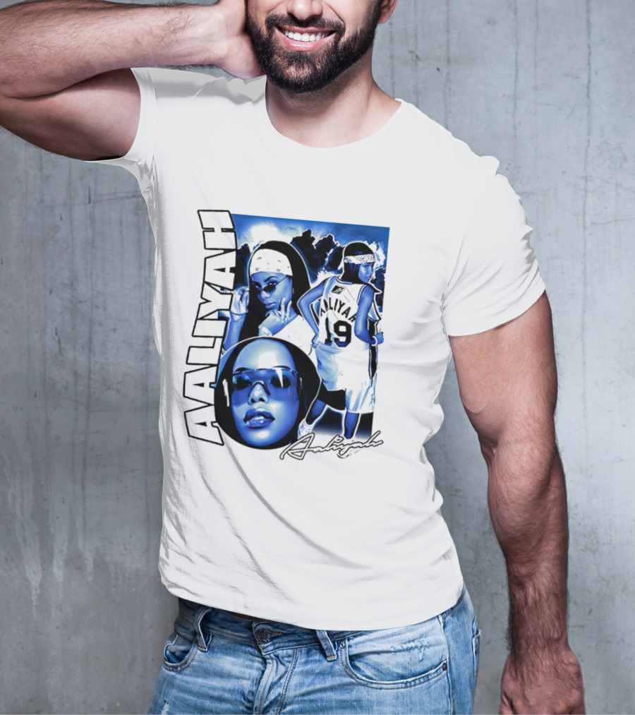 Aaliyah Vintage Rap Aaliyah 90s Style University Blue Jordan T-Shirt
