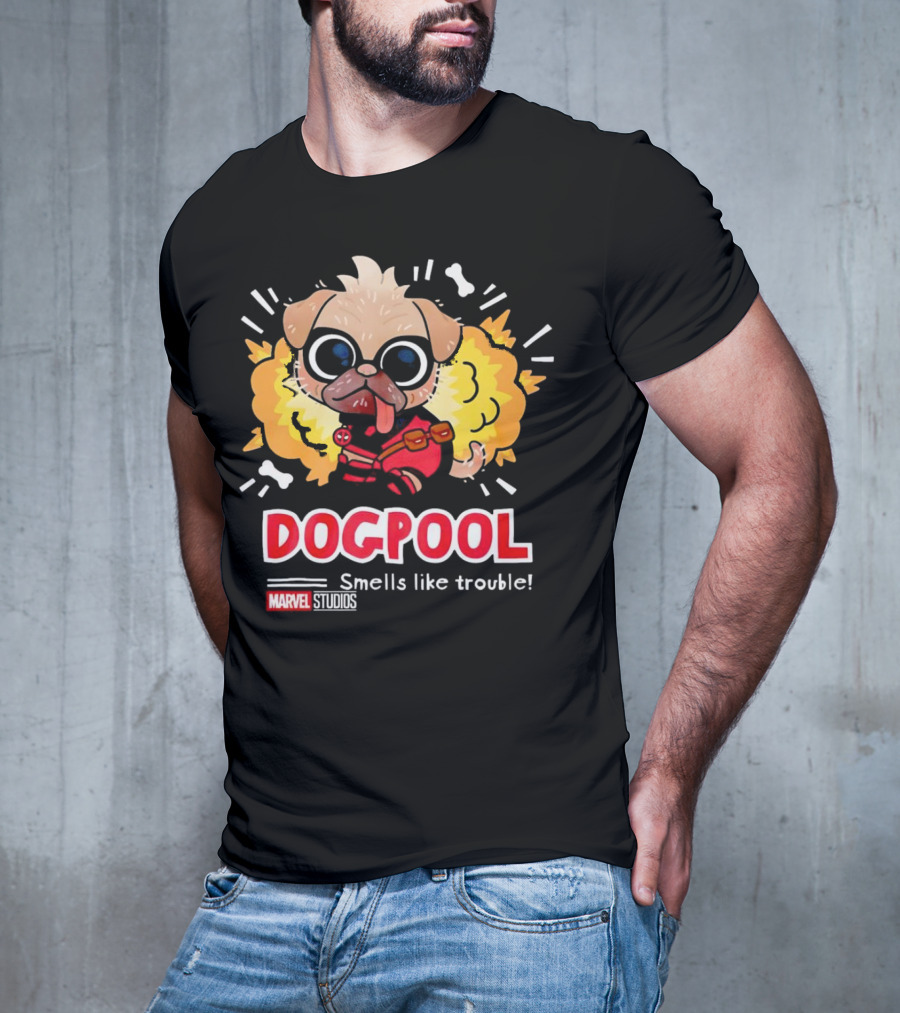 Deadpool Marvel Studios Dogpool Smells Like Trouble T-Shirt