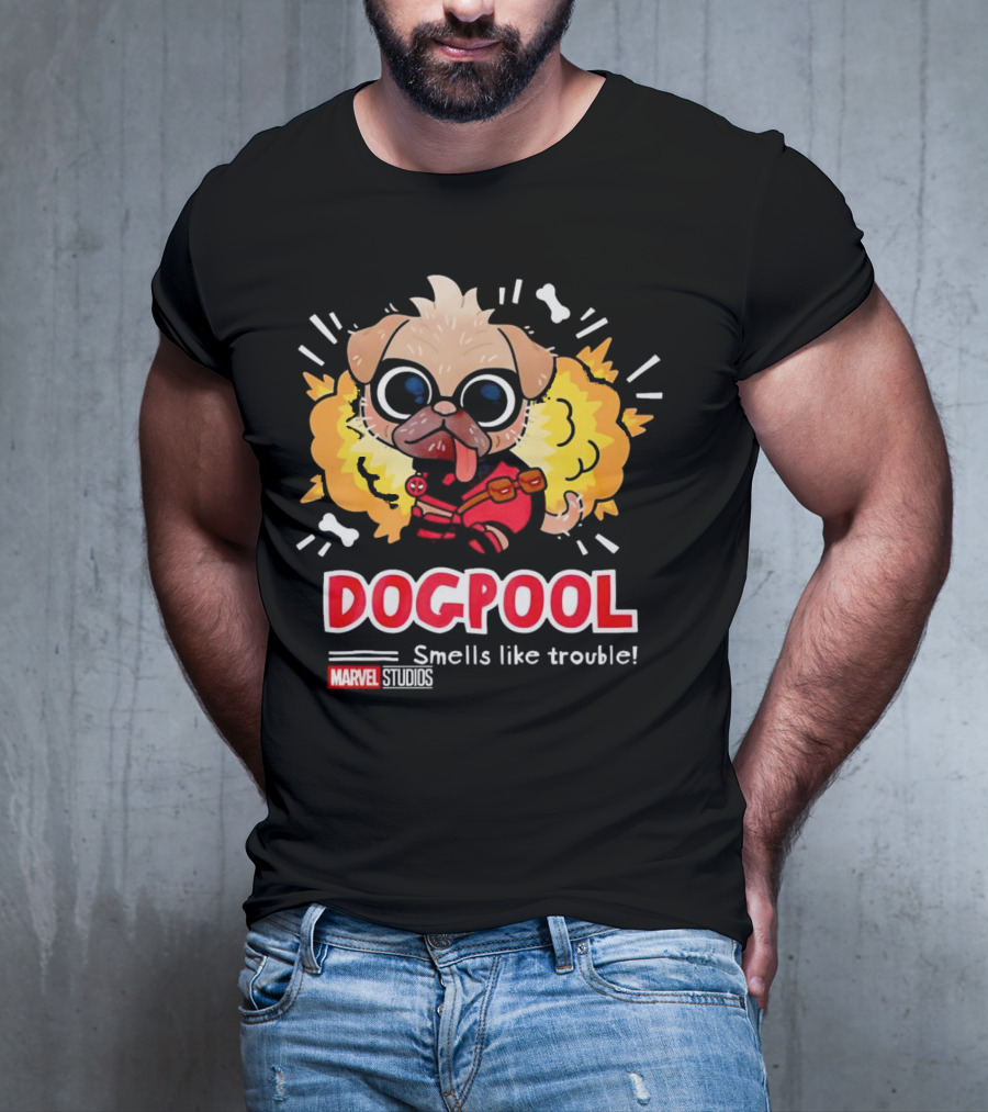 Deadpool Marvel Studios Dogpool Smells Like Trouble T-Shirt
