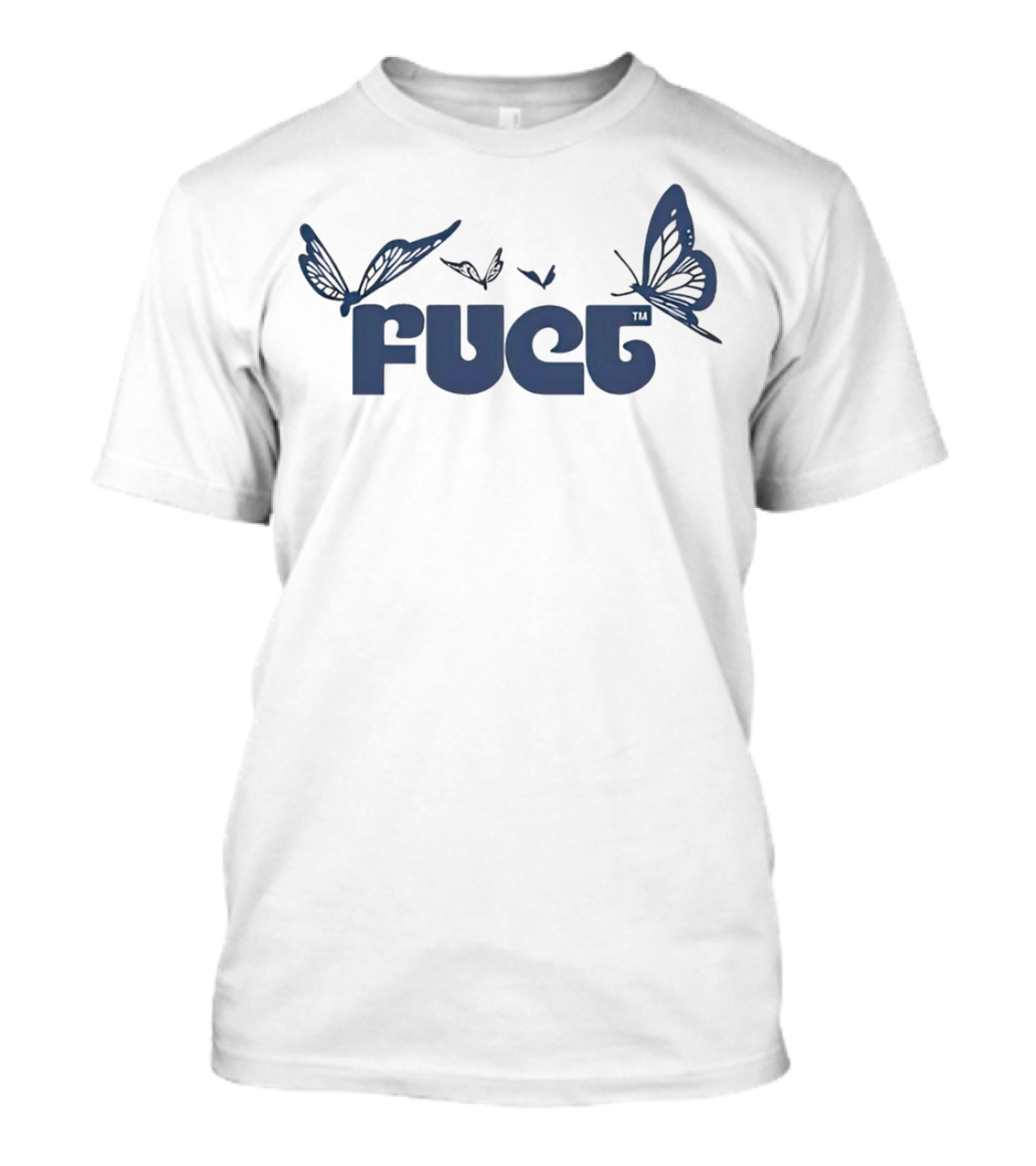 Fuct Butterfly Bold Text With Blue Butterflies T-Shirt