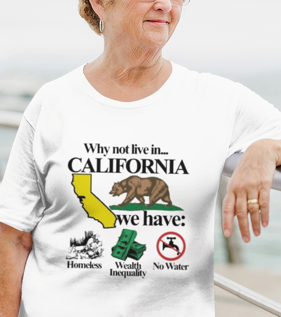 Why Not Live In California We Have Homeless Bear Wealth Inequality No Water T-Shirt