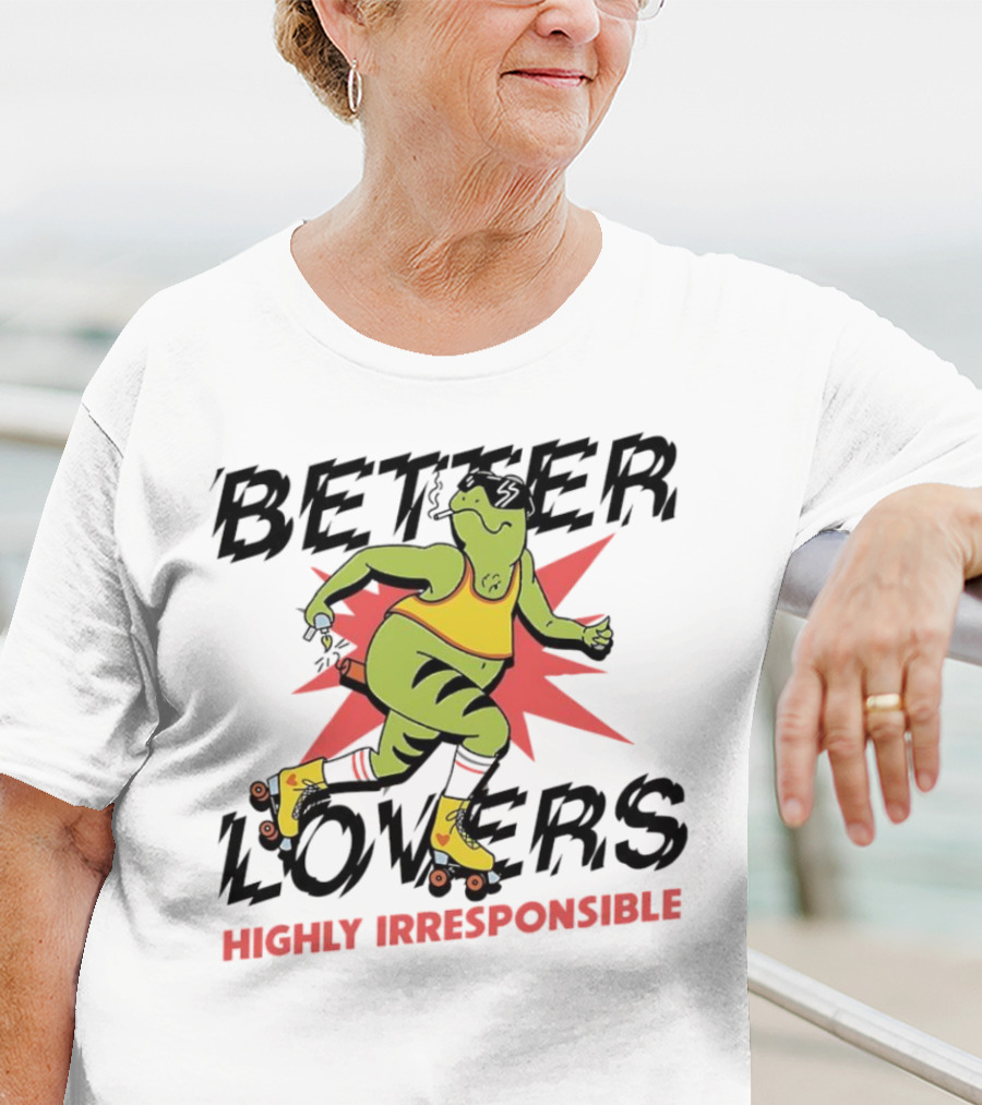 Better Lovers Highly Irresponsible Roller Skating Dinosaur On Yellow Wheels T-Shirt