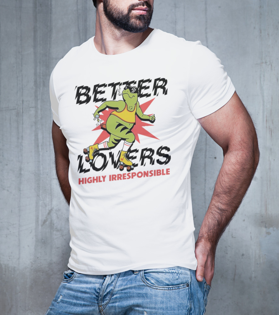 Better Lovers Highly Irresponsible Roller Skating Dinosaur On Yellow Wheels T-Shirt