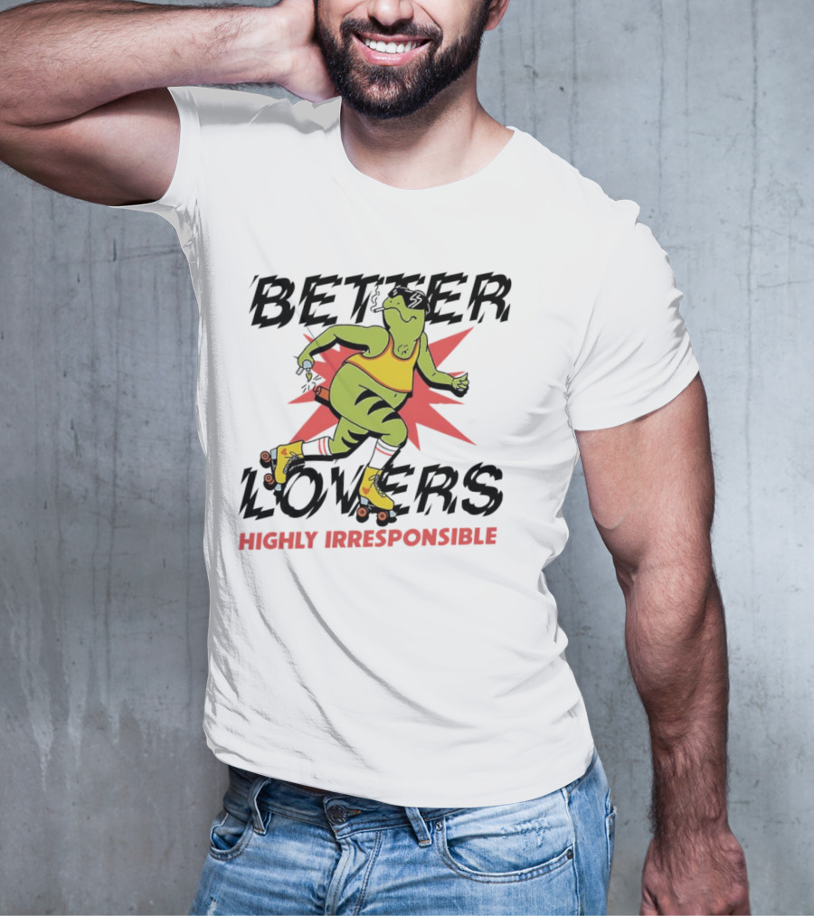 Better Lovers Highly Irresponsible Roller Skating Dinosaur On Yellow Wheels T-Shirt