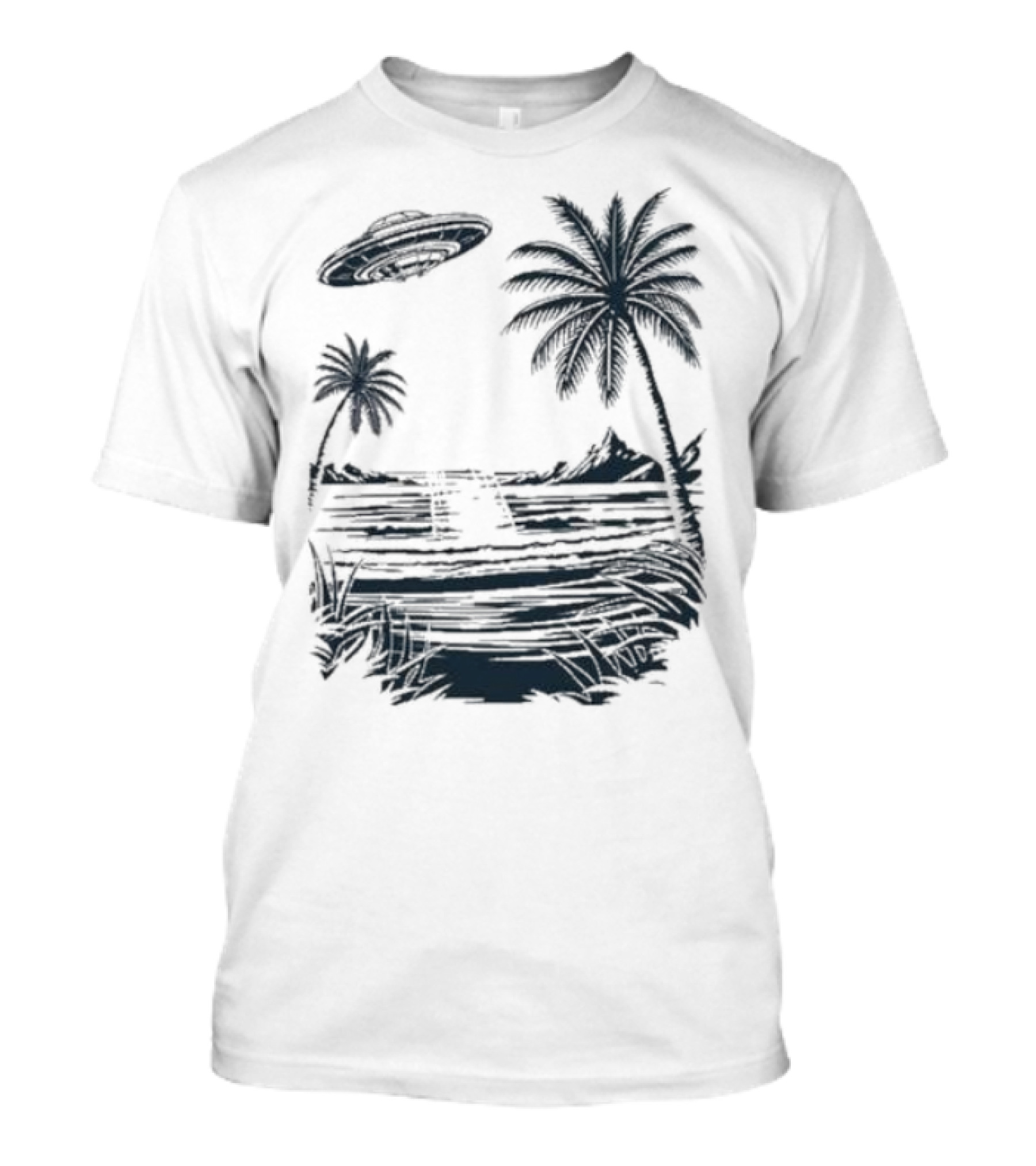 Into The AM Tropical Encounter Vintage UFO Palm Landscape T-Shirt