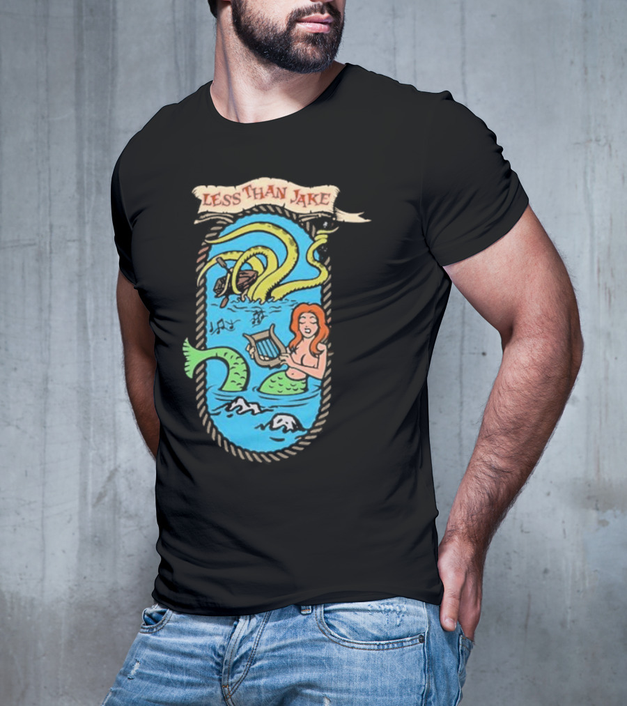 Less Than Jake Mermaid And Sea Monster Playing Music T-Shirt