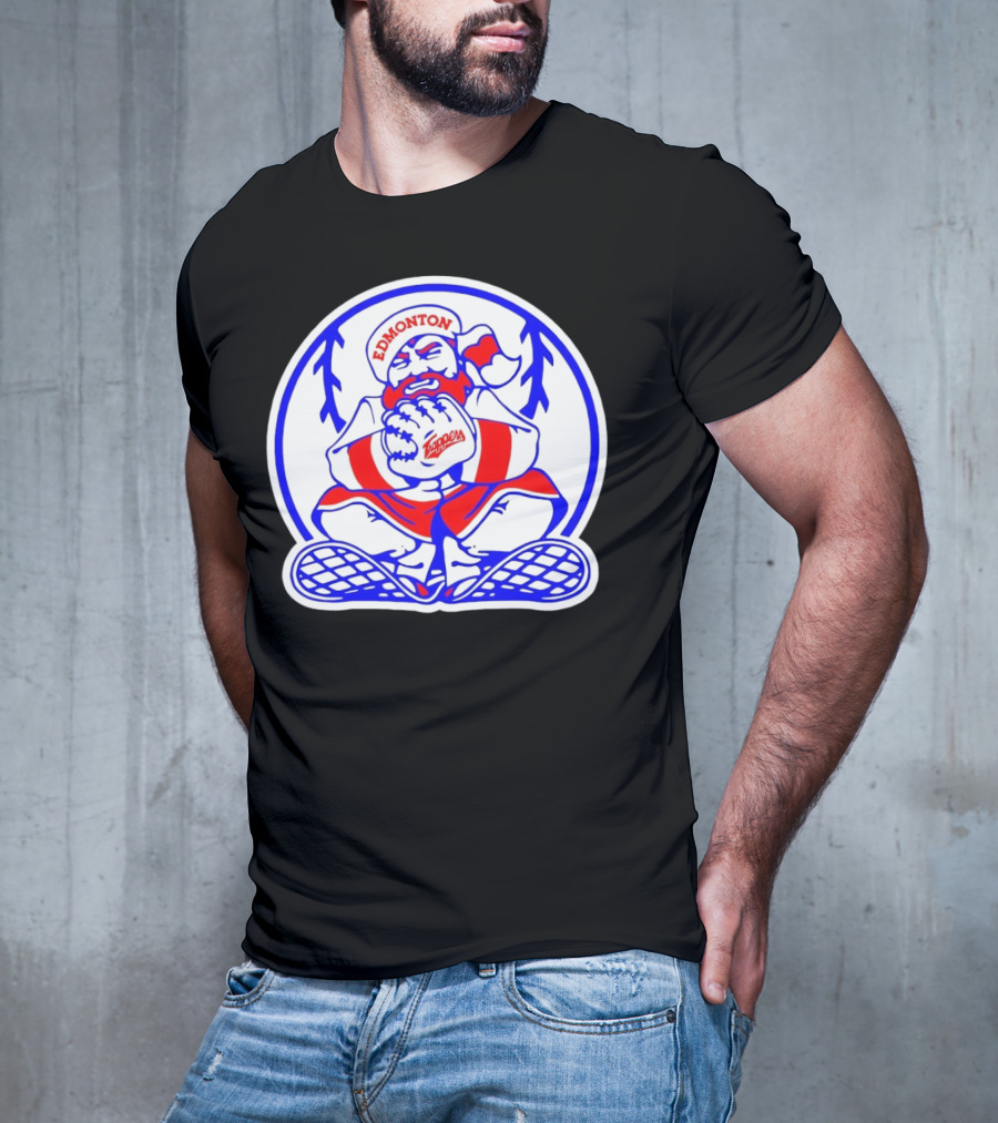 Edmonton Trappers Santa Logo Baseball Winter T-Shirt