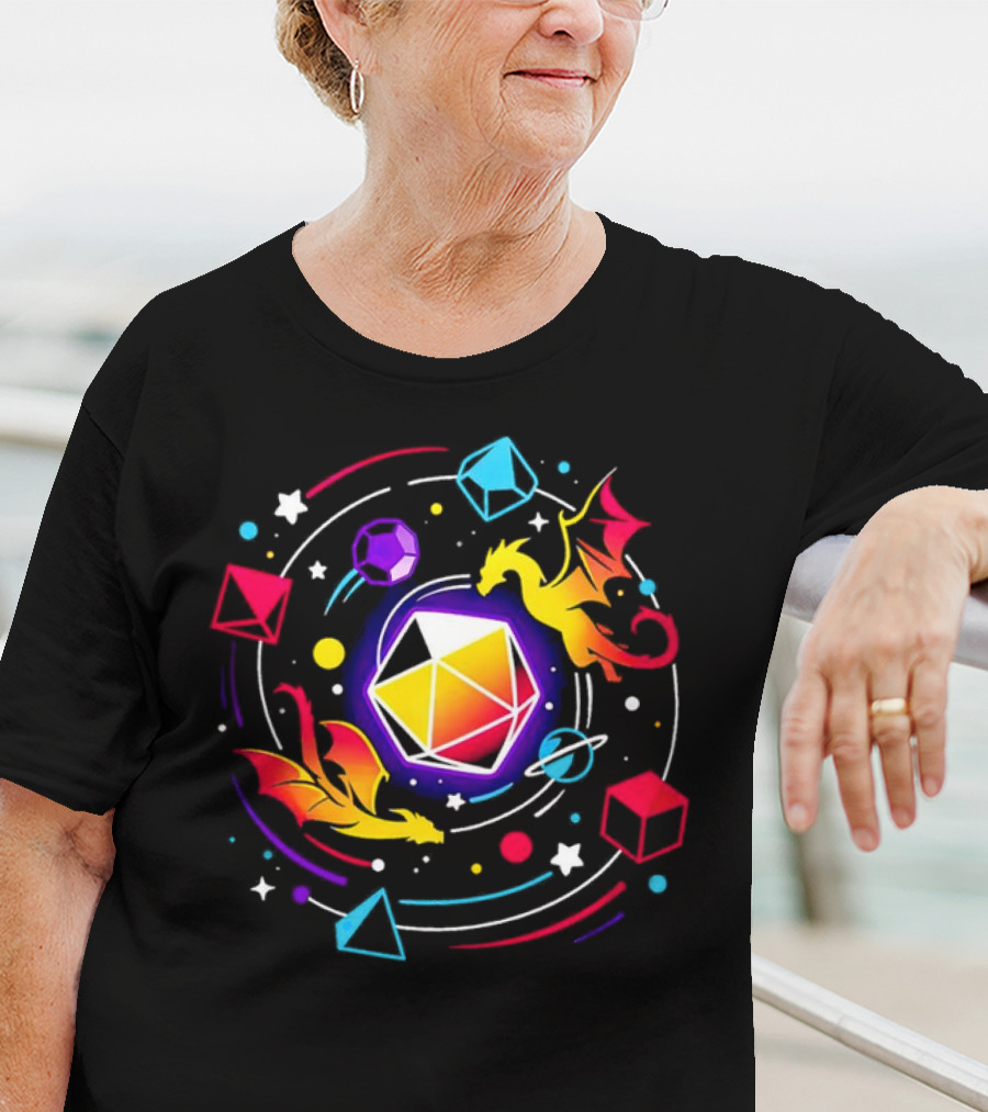 Dragon Dice Solar System Fantasy Colors T-Shirt