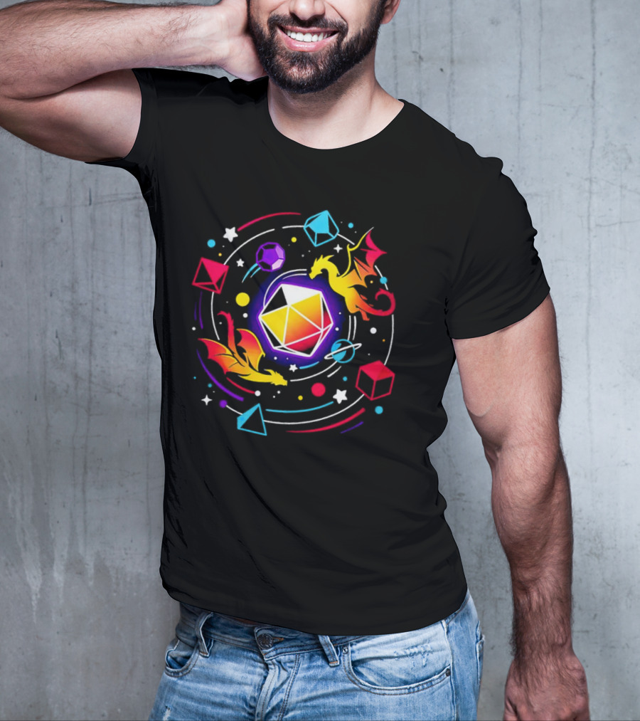 Dragon Dice Solar System Fantasy Colors T-Shirt