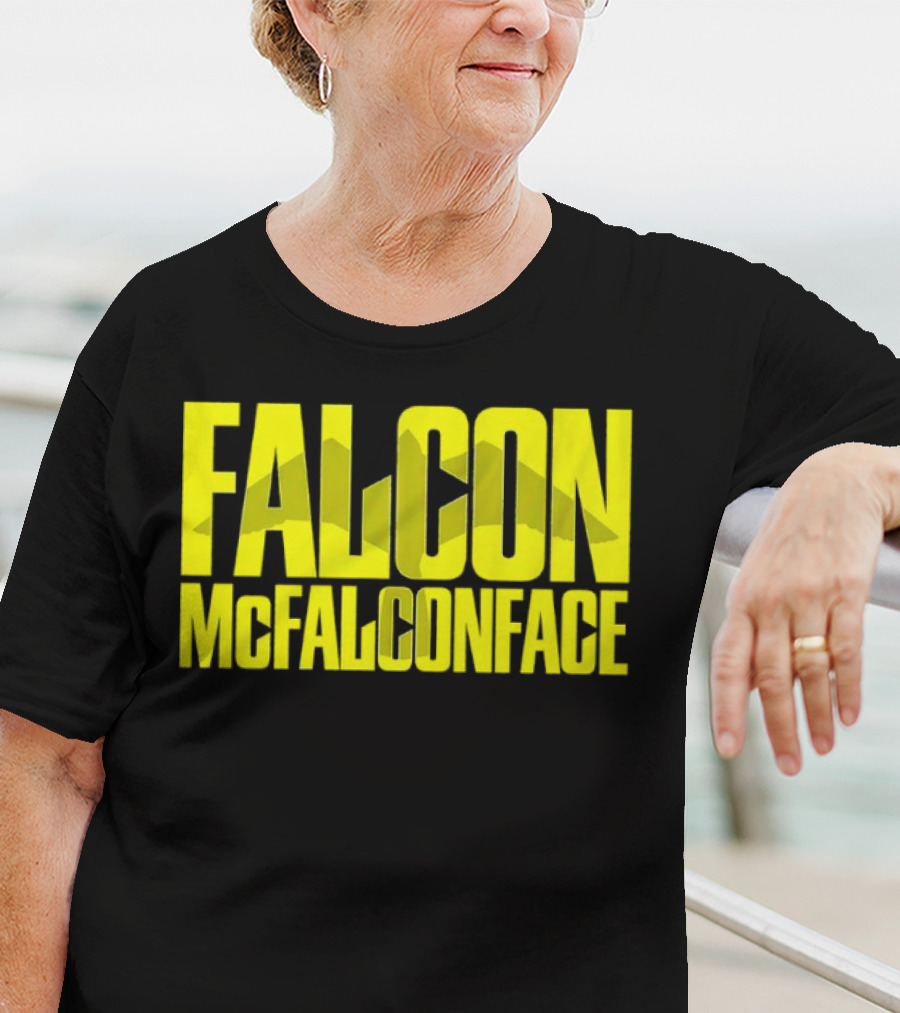 Falcon McFalconface Bold Yellow Text With Falcon T-Shirt