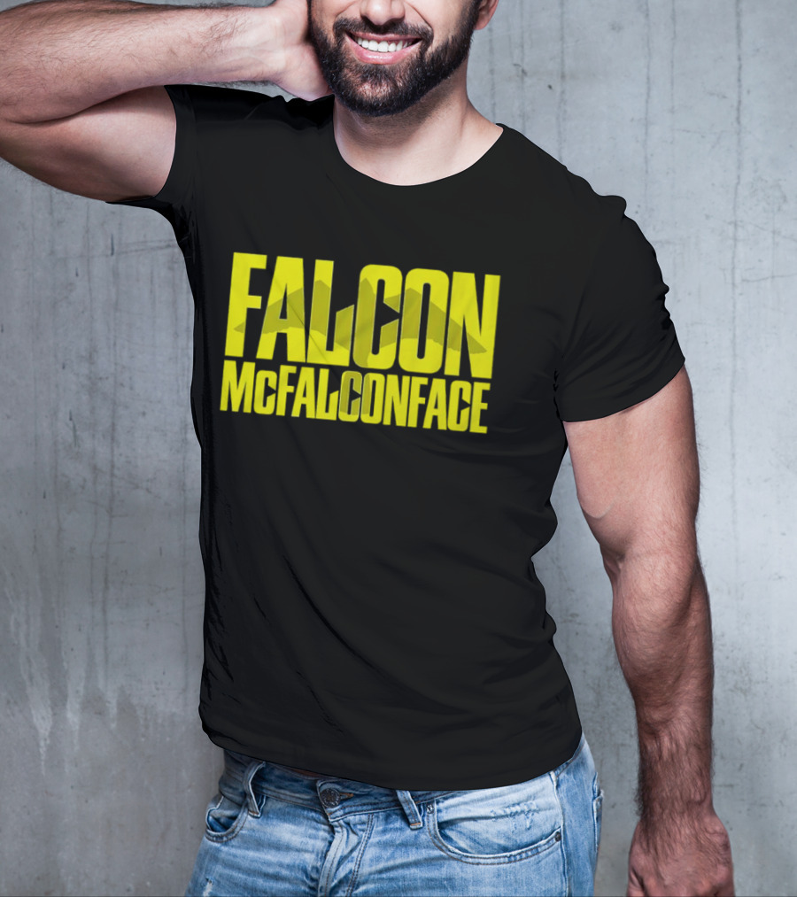 Falcon McFalconface Bold Yellow Text With Falcon T-Shirt