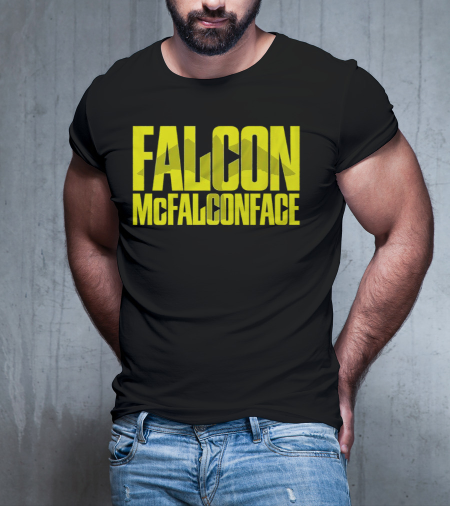 Falcon McFalconface Bold Yellow Text With Falcon T-Shirt