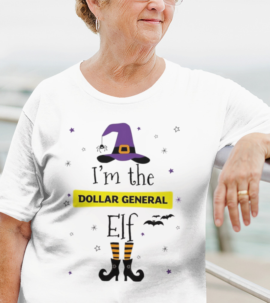 I'm The Dollar General Elf Halloween Witch Hat And Boots Theme T-Shirt