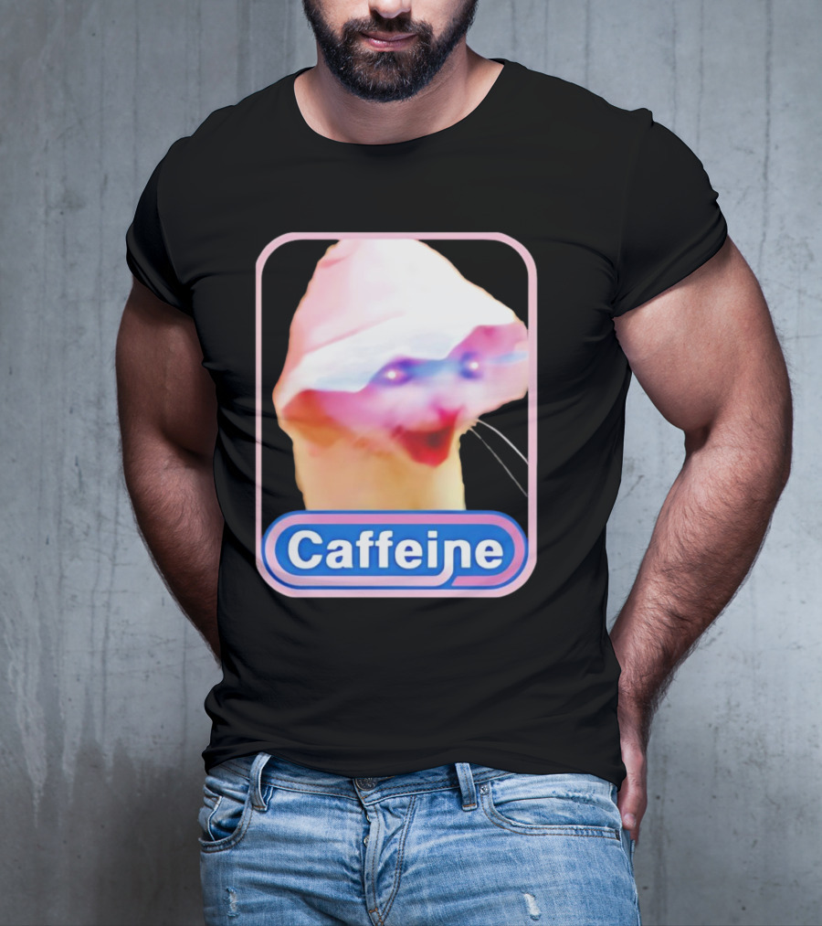 K45ink Caffeine Meme Cat With Glowing Eyes T-Shirt