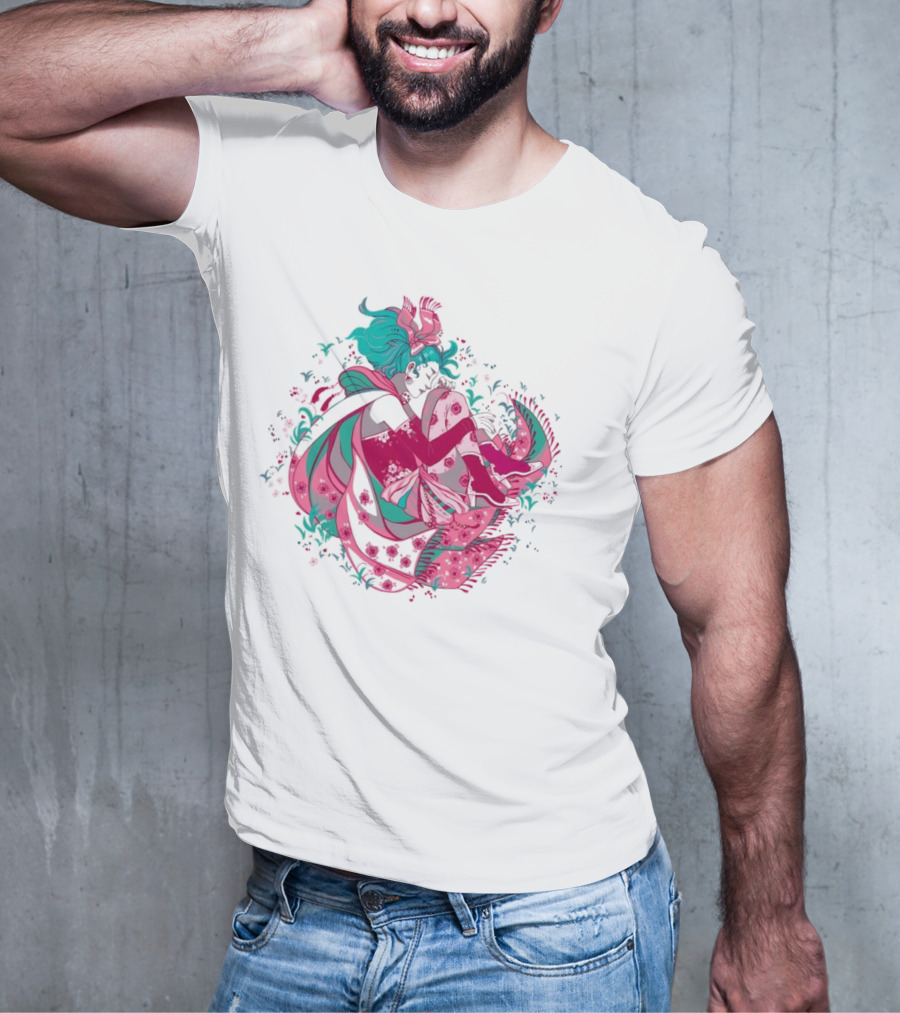 The Floating Garden Lovers In Bloom With Vibrant Floral Embrace T-Shirt