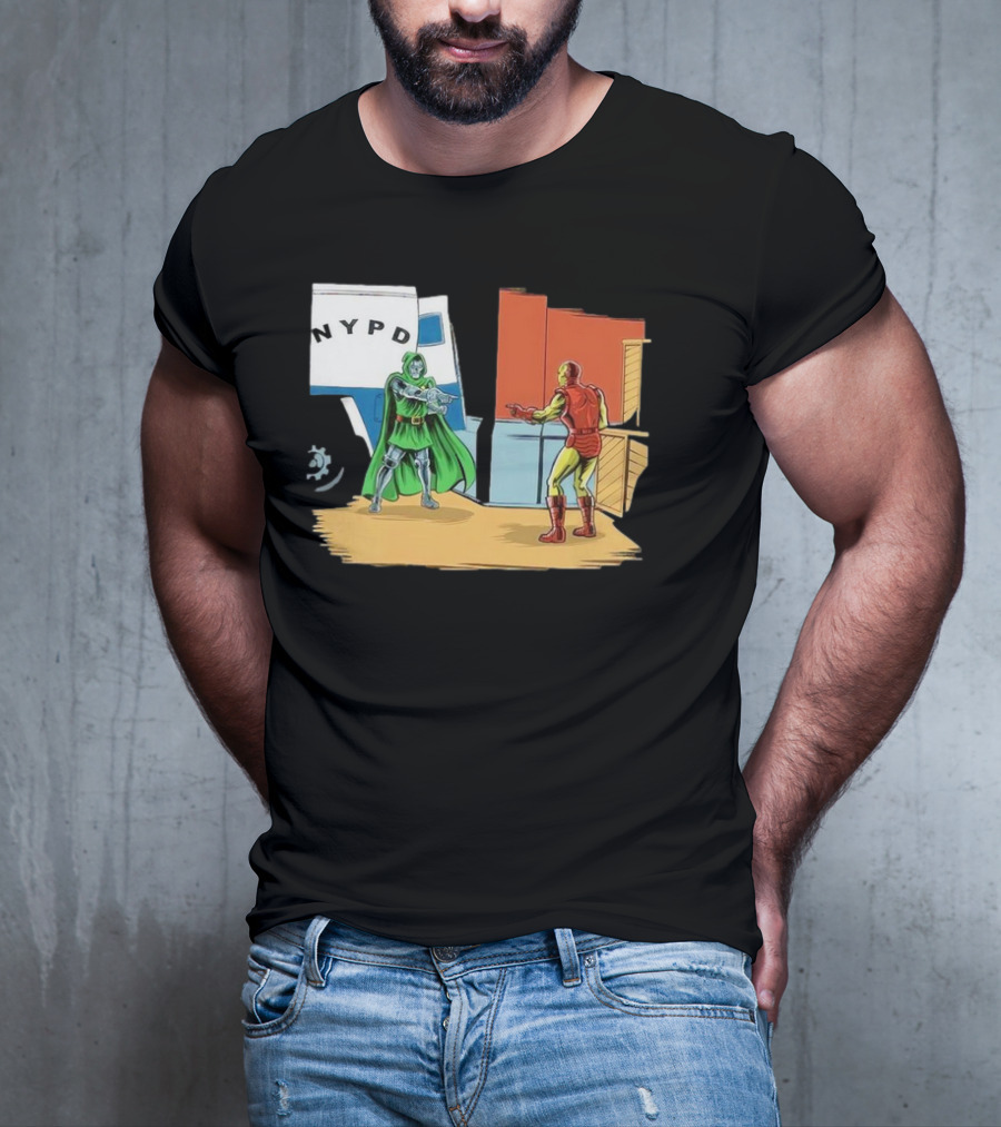 Doctor Doom Pointing At Iron Man In NYPD Scene New Mask Same Task T-Shirt
