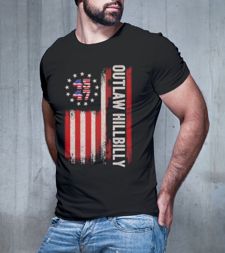 Outlaw Hillbilly American Flag 1776 Stars Stripes T-Shirt