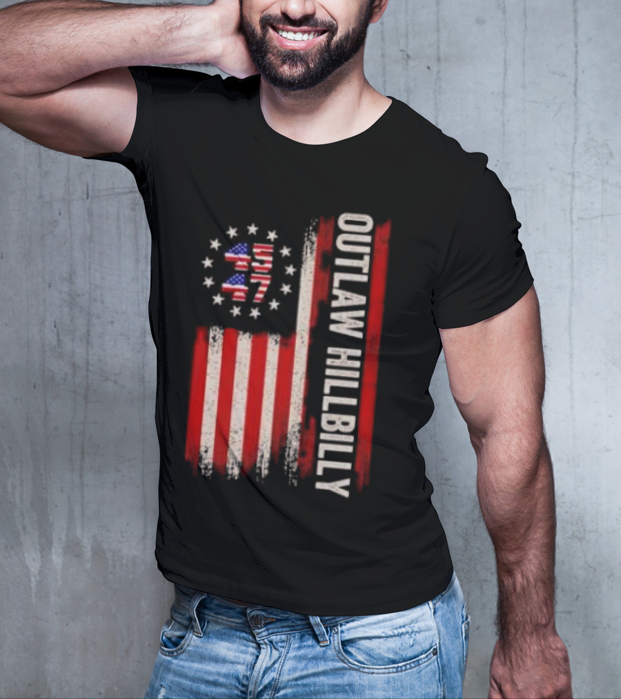 Outlaw Hillbilly American Flag 1776 Stars Stripes T-Shirt