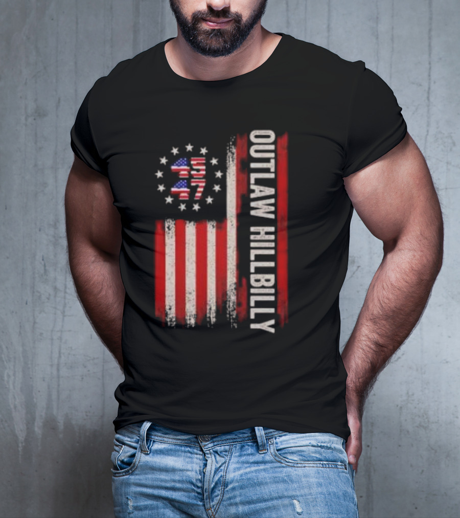 Outlaw Hillbilly American Flag 1776 Stars Stripes T-Shirt