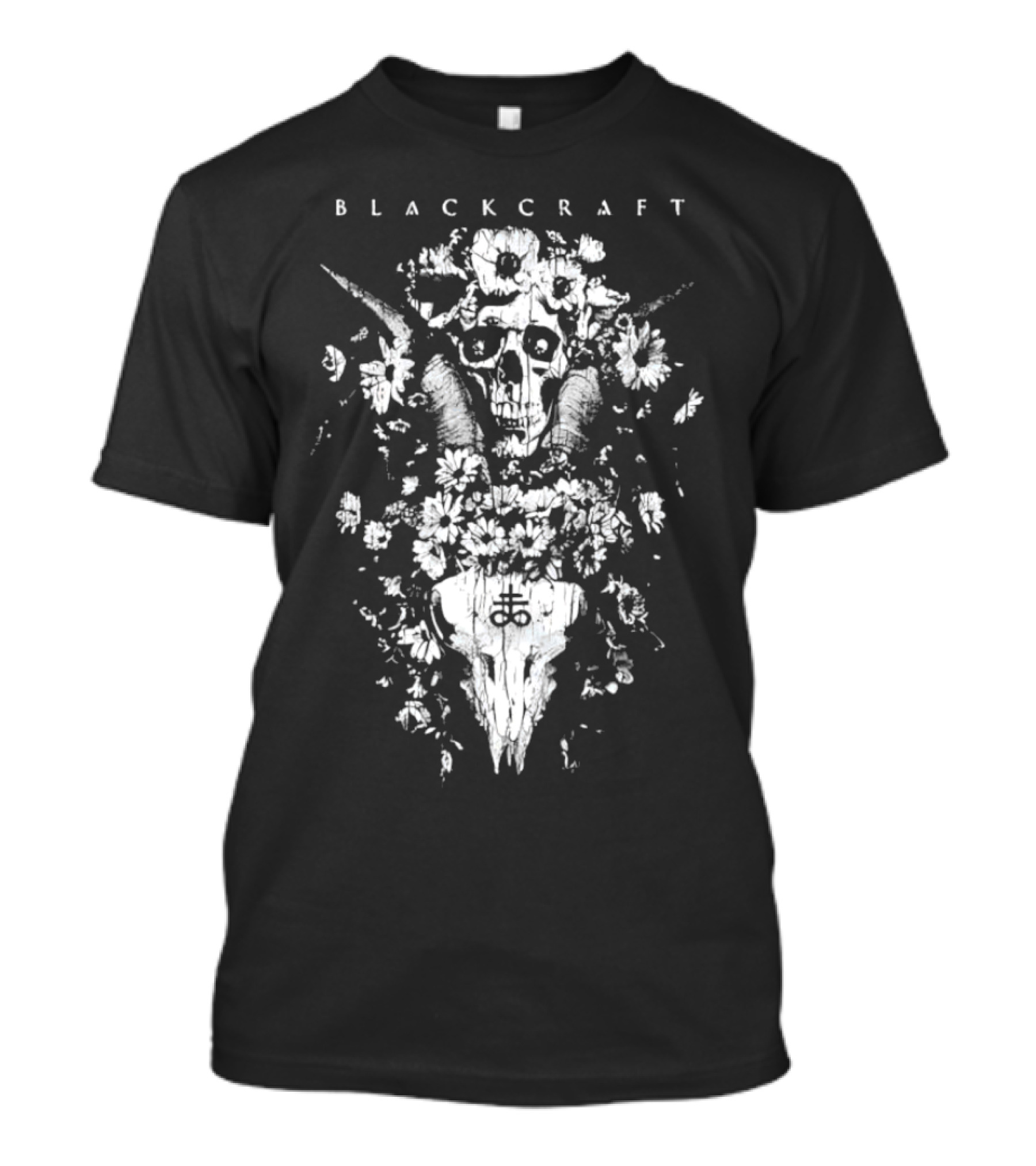 Blackcraft Midsummer Skull With Floral Motif And Antlers T-Shirt