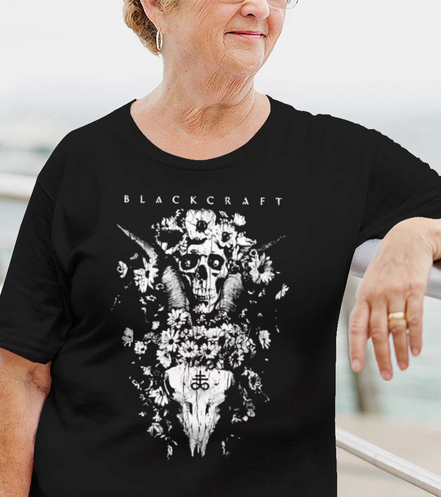 Blackcraft Midsummer Skull With Floral Motif And Antlers T-Shirt