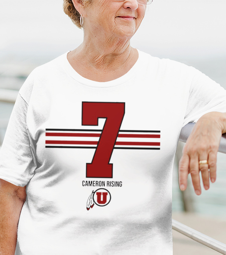 Cameron Rising Utah Utes Number 7 Stripe T-Shirt